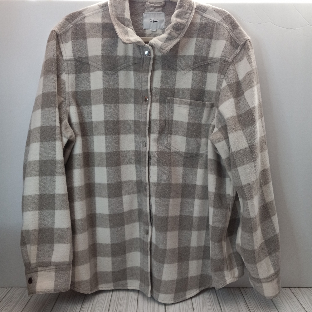 Rails Tripp Plaid Wool Blend Oversized Shirt Jacket Shacket – Ivory Rain XXL